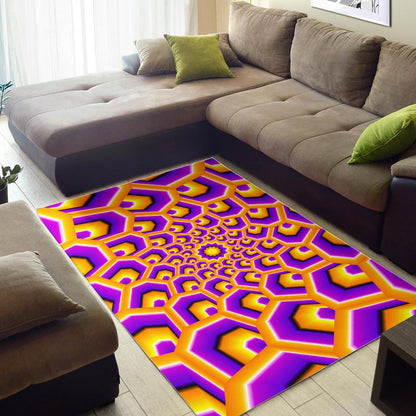 Yellow Hive Moving Optical Illusion Area Rug GearFrost