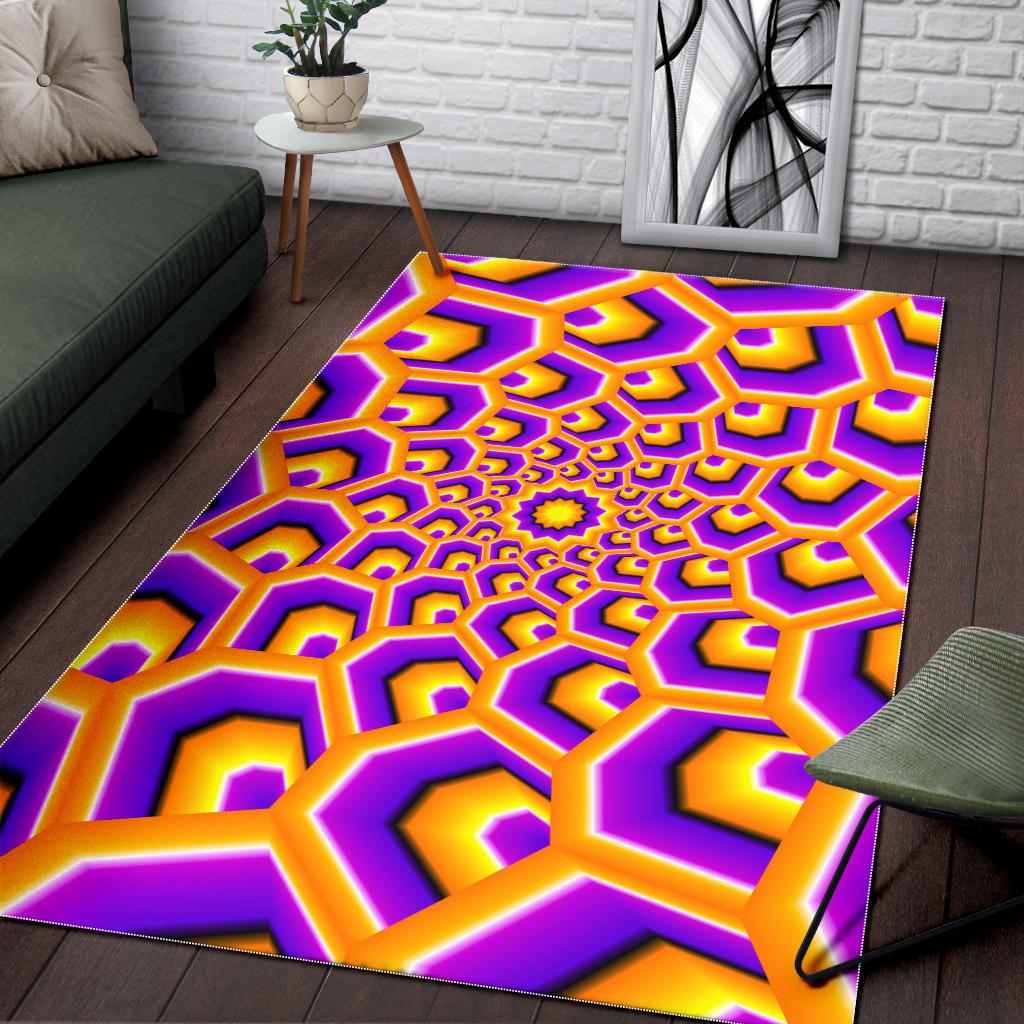 Yellow Hive Moving Optical Illusion Area Rug GearFrost