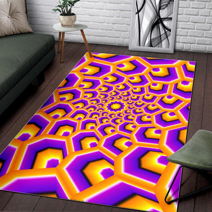 Yellow Hive Moving Optical Illusion Area Rug GearFrost
