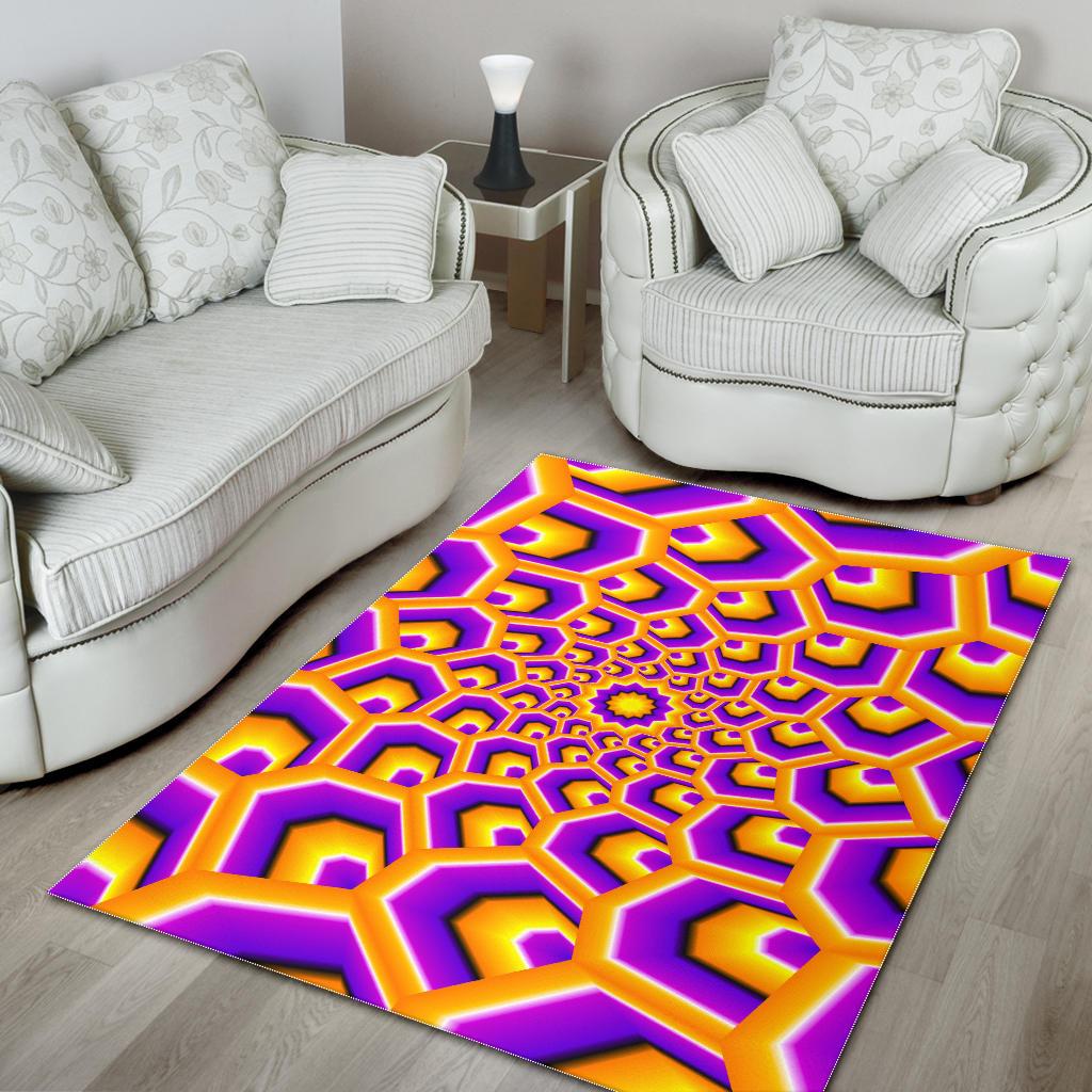 Yellow Hive Moving Optical Illusion Area Rug GearFrost