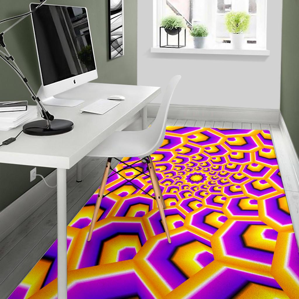 Yellow Hive Moving Optical Illusion Area Rug GearFrost