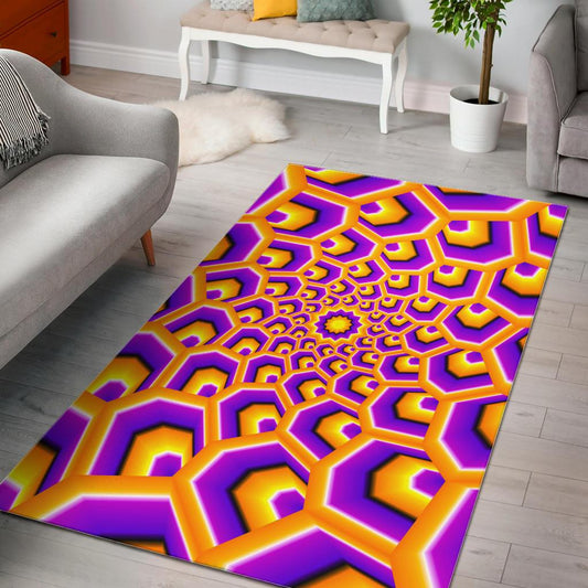Yellow Hive Moving Optical Illusion Area Rug GearFrost