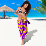 Yellow Hive Moving Optical Illusion Beach Sarong Wrap