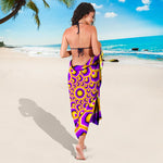 Yellow Hive Moving Optical Illusion Beach Sarong Wrap