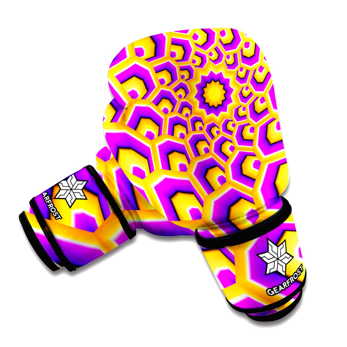 Yellow Hive Moving Optical Illusion Boxing Gloves