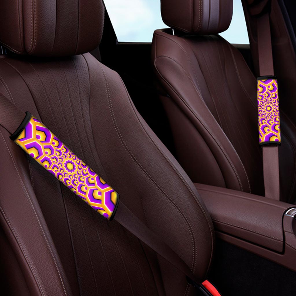Yellow Hive Moving Optical Illusion Car Seat Belt Covers