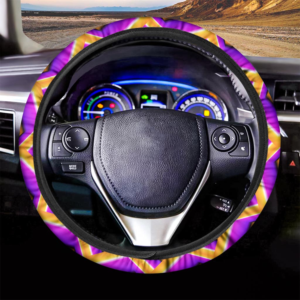 Yellow Hive Moving Optical Illusion Car Steering Wheel Cover