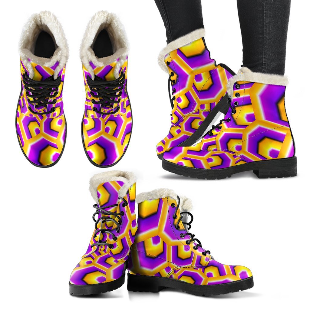 Yellow Hive Moving Optical Illusion Comfy Boots GearFrost