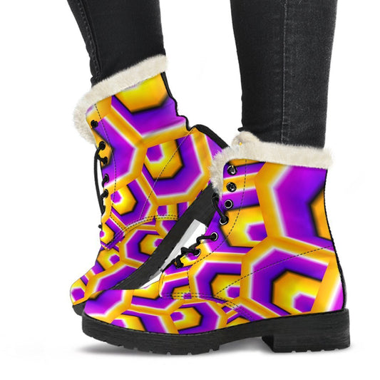 Yellow Hive Moving Optical Illusion Comfy Boots GearFrost