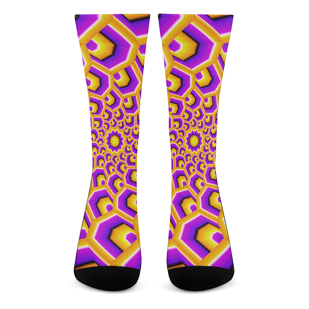 Yellow Hive Moving Optical Illusion Crew Socks