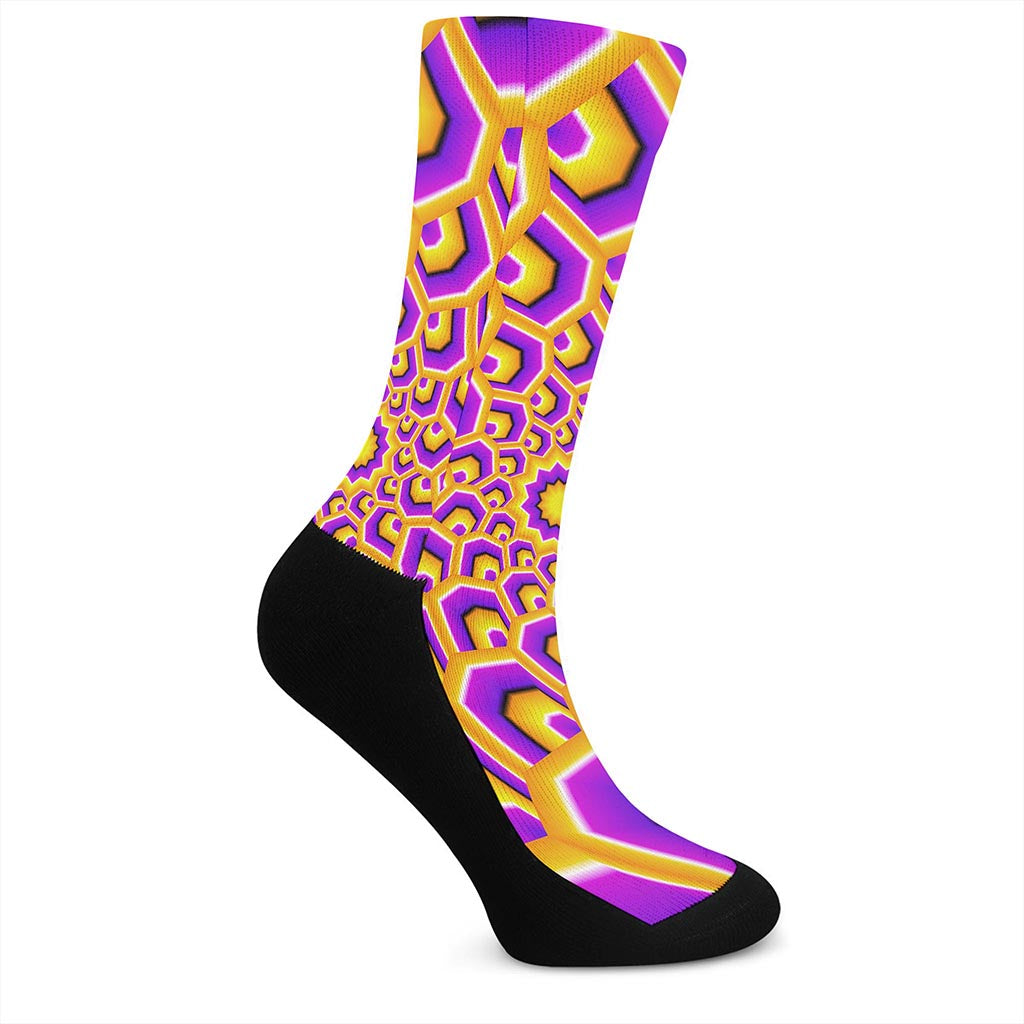 Yellow Hive Moving Optical Illusion Crew Socks