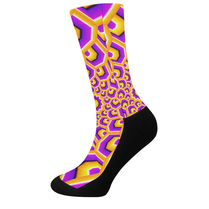 Yellow Hive Moving Optical Illusion Crew Socks