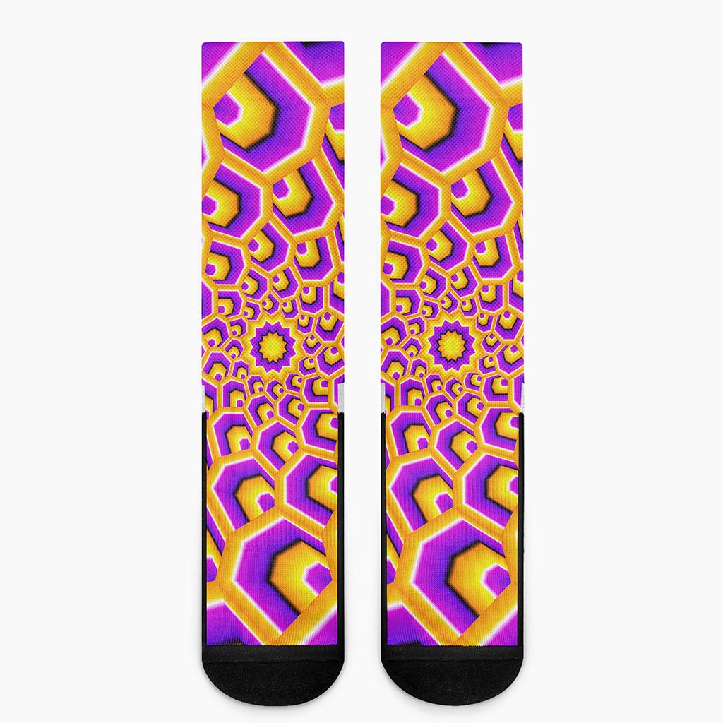 Yellow Hive Moving Optical Illusion Crew Socks