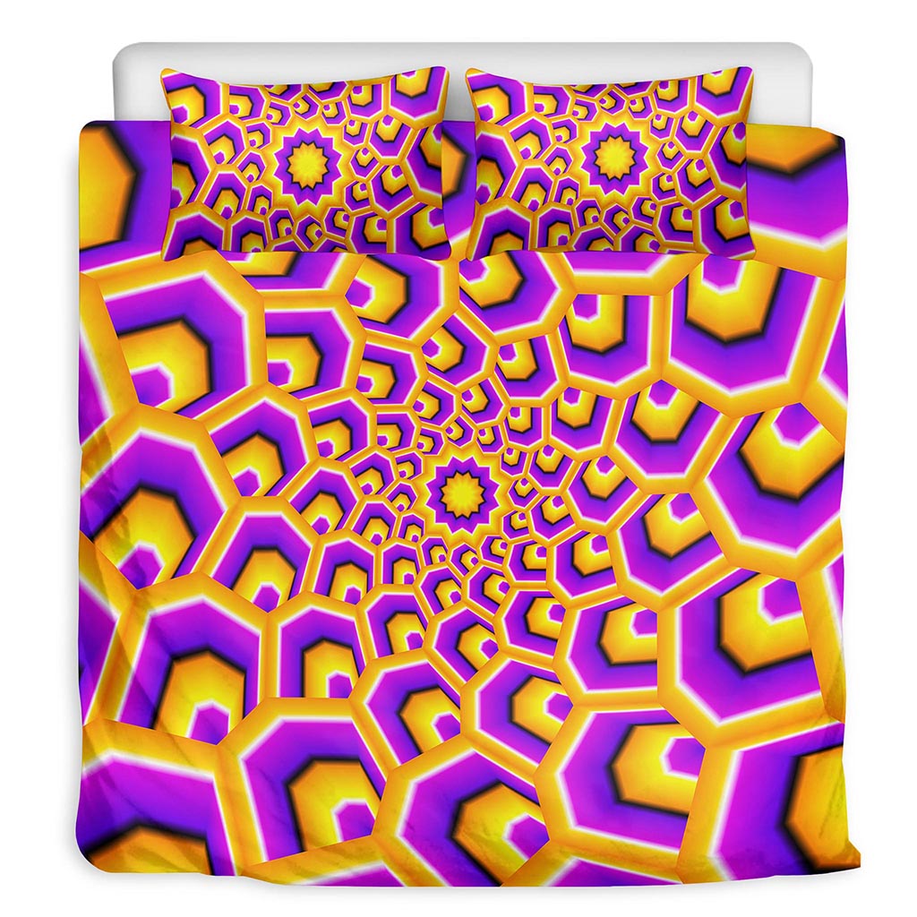 Yellow Hive Moving Optical Illusion Duvet Cover Bedding Set