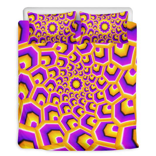 Yellow Hive Moving Optical Illusion Duvet Cover Bedding Set