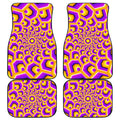 Yellow Hive Moving Optical Illusion Front and Back Car Floor Mats