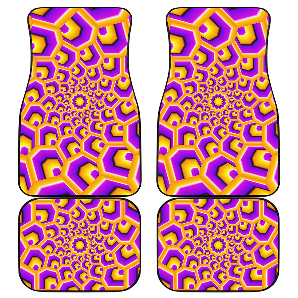 Yellow Hive Moving Optical Illusion Front and Back Car Floor Mats