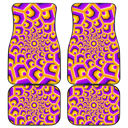 Yellow Hive Moving Optical Illusion Front and Back Car Floor Mats