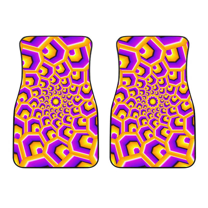 Yellow Hive Moving Optical Illusion Front Car Floor Mats