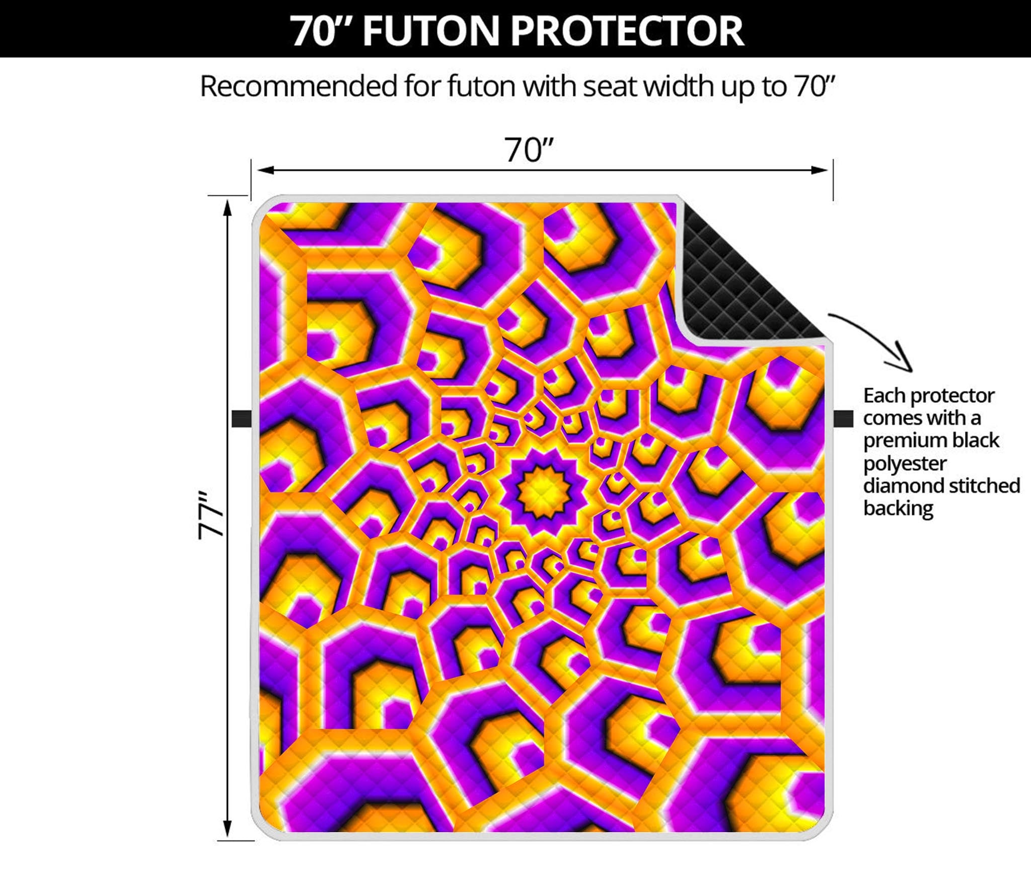 Yellow Hive Moving Optical Illusion Futon Protector