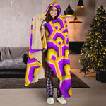 Yellow Hive Moving Optical Illusion Hooded Blanket