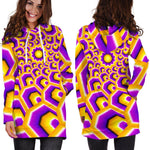Yellow Hive Moving Optical Illusion Hoodie Dress GearFrost