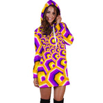 Yellow Hive Moving Optical Illusion Hoodie Dress GearFrost