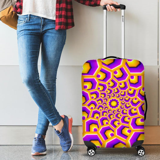 Yellow Hive Moving Optical Illusion Luggage Cover GearFrost