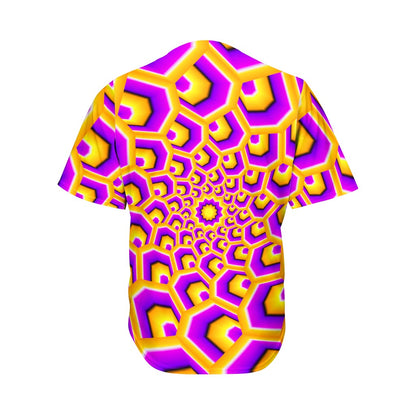 Yellow Hive Moving Optical Illusion Men's Baseball Jersey