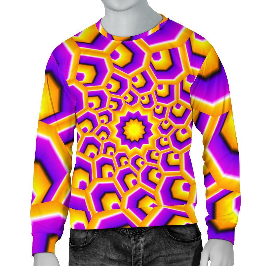 Yellow Hive Moving Optical Illusion Men's Crewneck Sweatshirt GearFrost