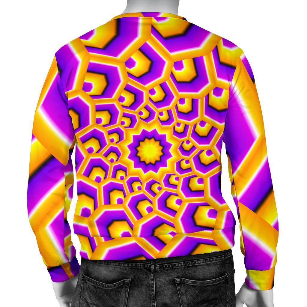 Yellow Hive Moving Optical Illusion Men's Crewneck Sweatshirt GearFrost