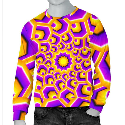 Yellow Hive Moving Optical Illusion Men's Crewneck Sweatshirt GearFrost