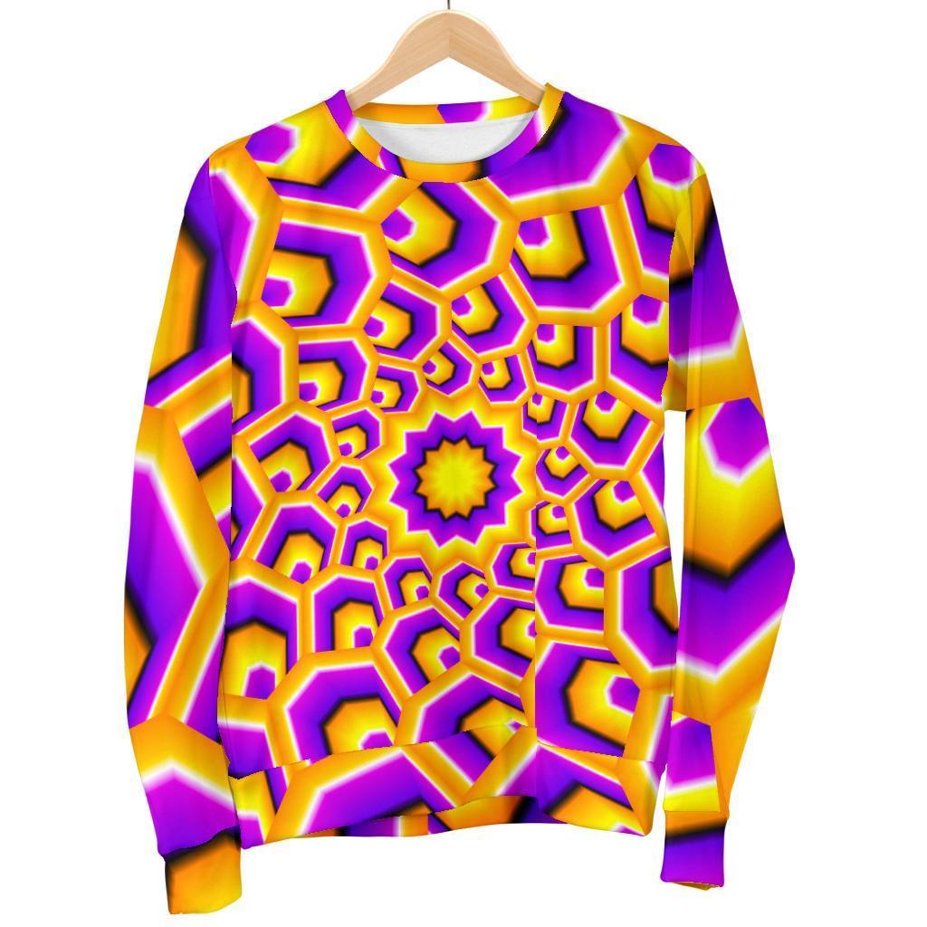 Yellow Hive Moving Optical Illusion Men's Crewneck Sweatshirt GearFrost