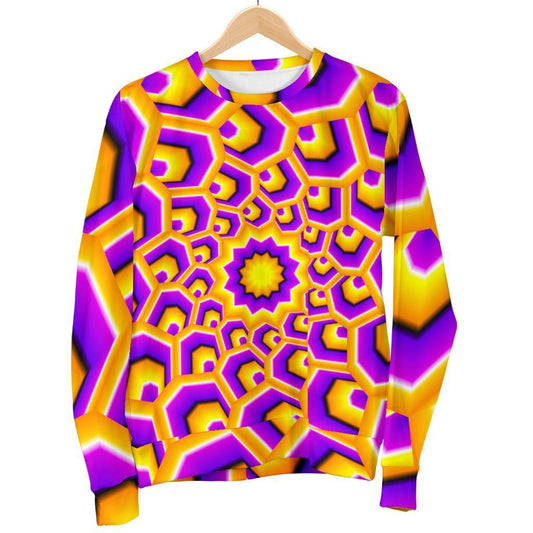 Yellow Hive Moving Optical Illusion Men's Crewneck Sweatshirt GearFrost