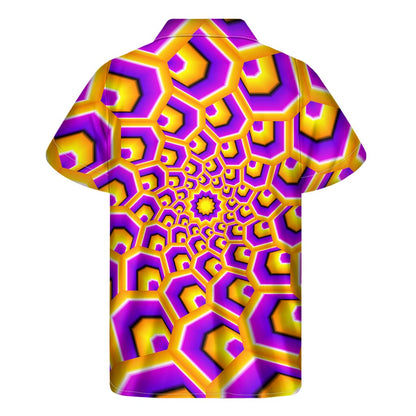 Yellow Hive Moving Optical Illusion Men's Short Sleeve Shirt