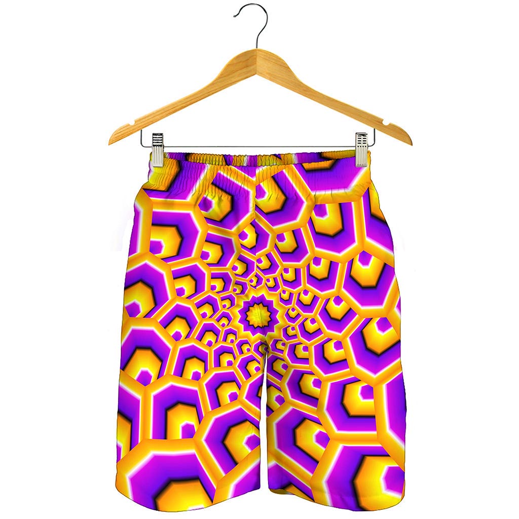 Yellow Hive Moving Optical Illusion Men's Shorts