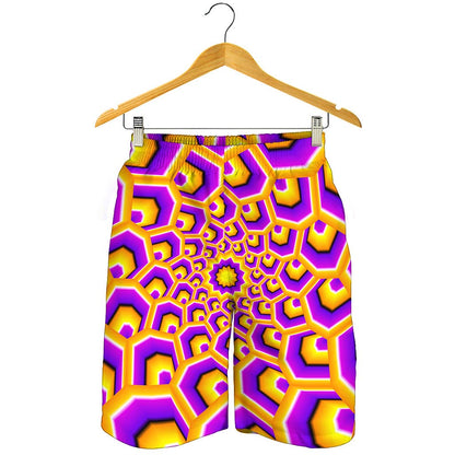Yellow Hive Moving Optical Illusion Men's Shorts