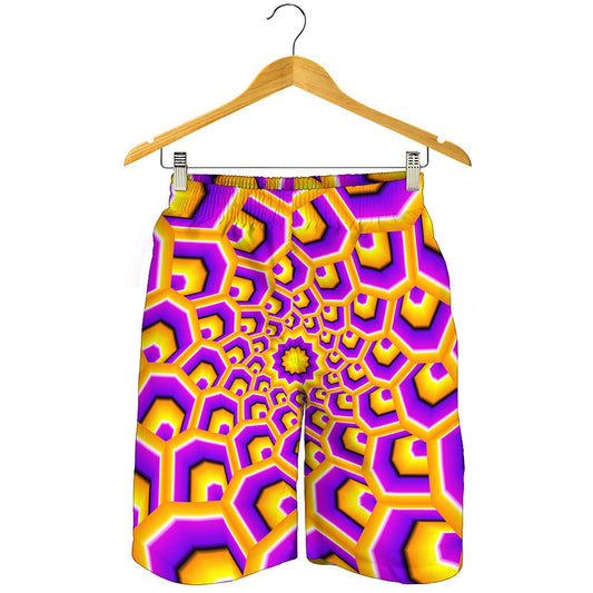 Yellow Hive Moving Optical Illusion Men's Shorts