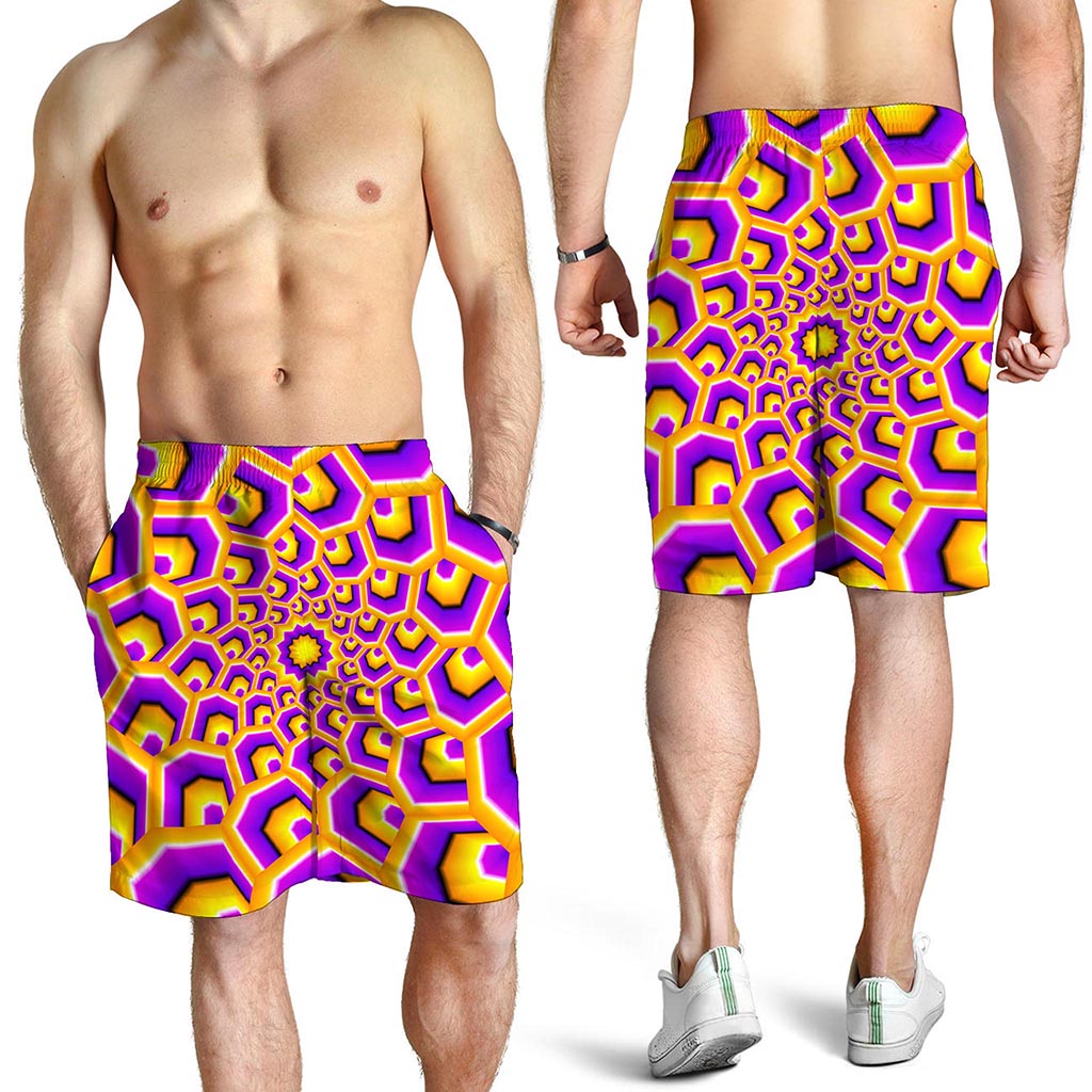 Yellow Hive Moving Optical Illusion Men's Shorts