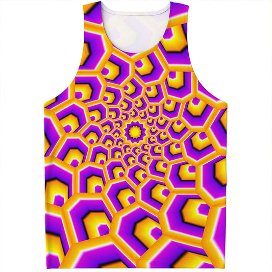 Yellow Hive Moving Optical Illusion Men's Tank Top