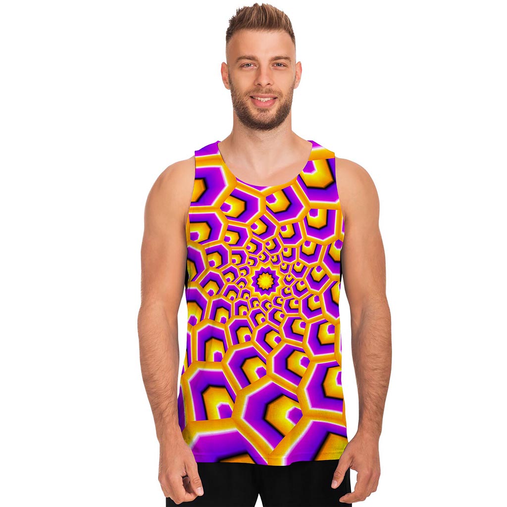 Yellow Hive Moving Optical Illusion Men's Tank Top