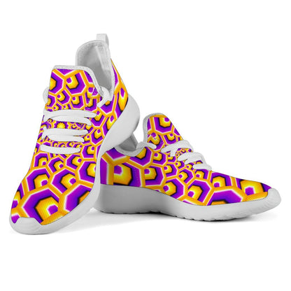 Yellow Hive Moving Optical Illusion Mesh Knit Shoes GearFrost