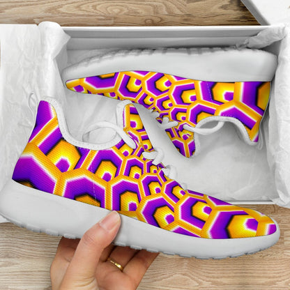 Yellow Hive Moving Optical Illusion Mesh Knit Shoes GearFrost