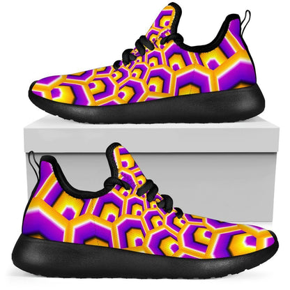 Yellow Hive Moving Optical Illusion Mesh Knit Shoes GearFrost