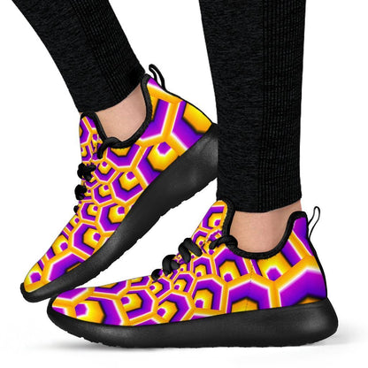 Yellow Hive Moving Optical Illusion Mesh Knit Shoes GearFrost