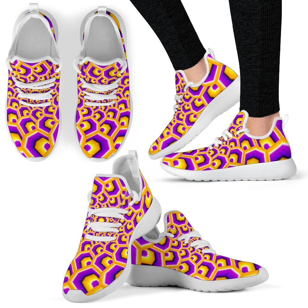 Yellow Hive Moving Optical Illusion Mesh Knit Shoes GearFrost