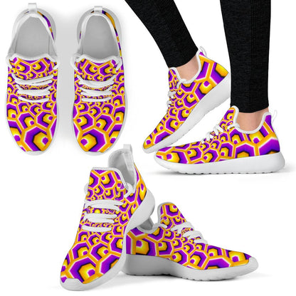 Yellow Hive Moving Optical Illusion Mesh Knit Shoes GearFrost
