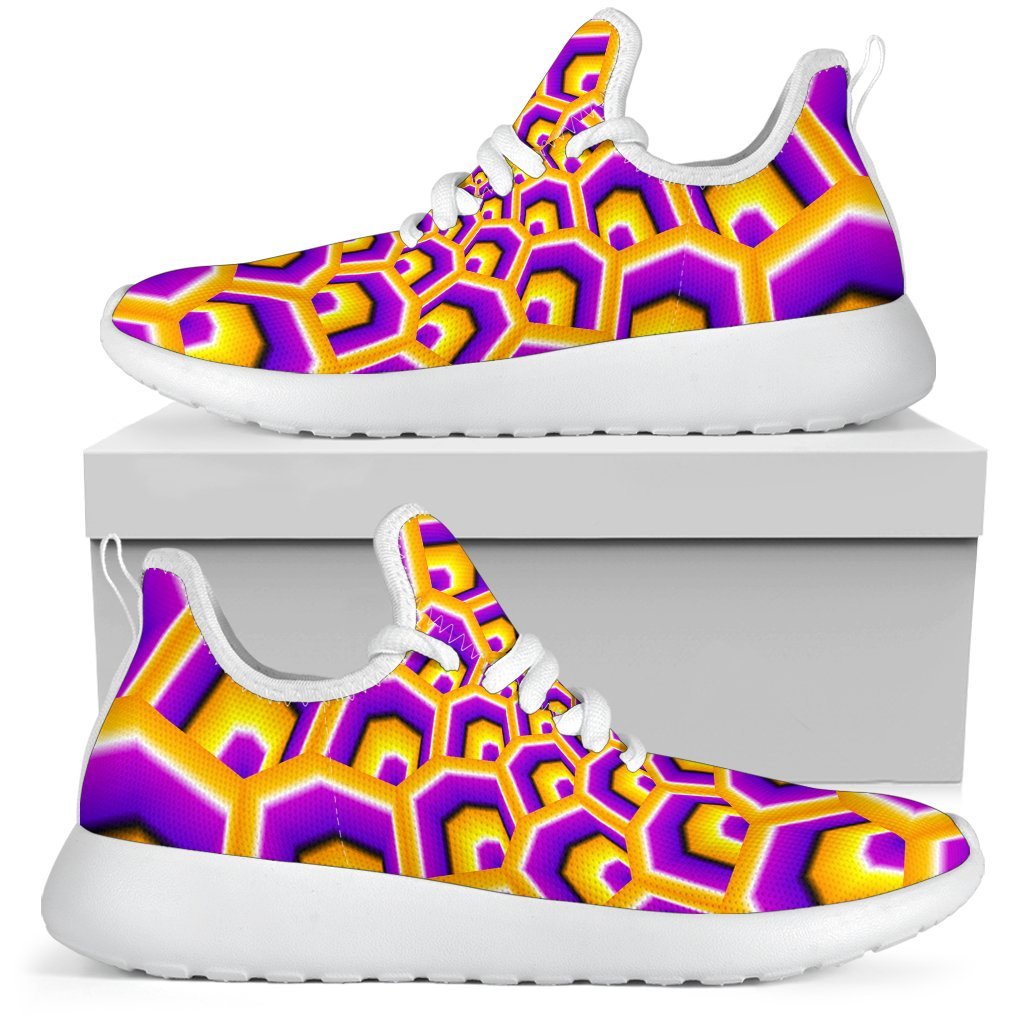 Yellow Hive Moving Optical Illusion Mesh Knit Shoes GearFrost