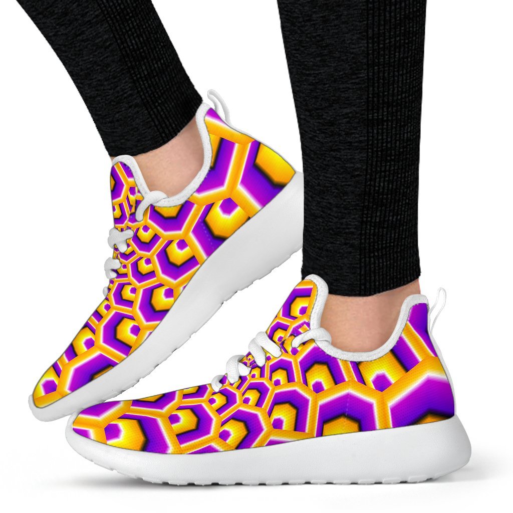 Yellow Hive Moving Optical Illusion Mesh Knit Shoes GearFrost