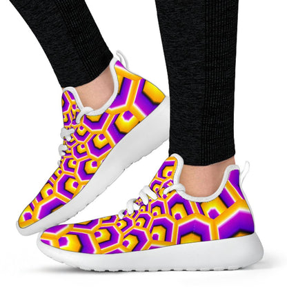 Yellow Hive Moving Optical Illusion Mesh Knit Shoes GearFrost